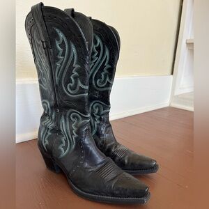 Black and Teal Western Cowboy Boots